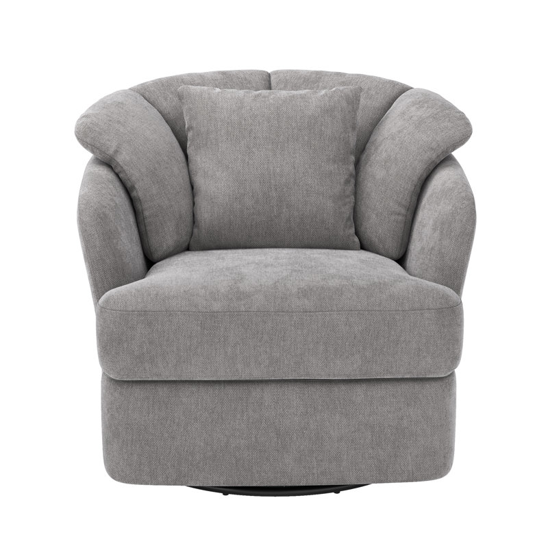 Fauteuil demi-tonneau pivotant rembourré Lakitia Rowena , Gris