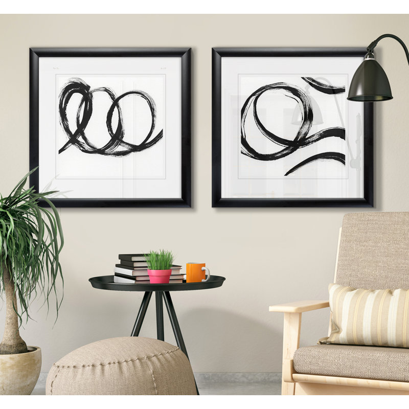 « gestural marks iii », ensemble de 2 reproductions de peintures encadrées
