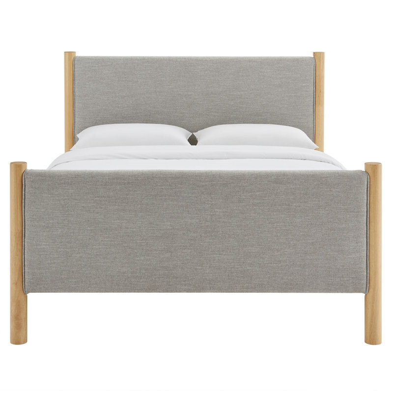 Lit plateforme tapissier Maven Boucle, Bois massif et bois manufacturé, Complète, Chêne blé