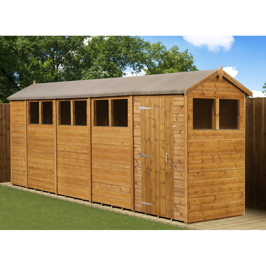Modular Apex Garden Shed  18X4 With Windows