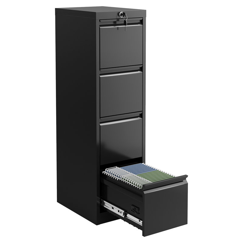 38 cm W Filing Cabinet, Black