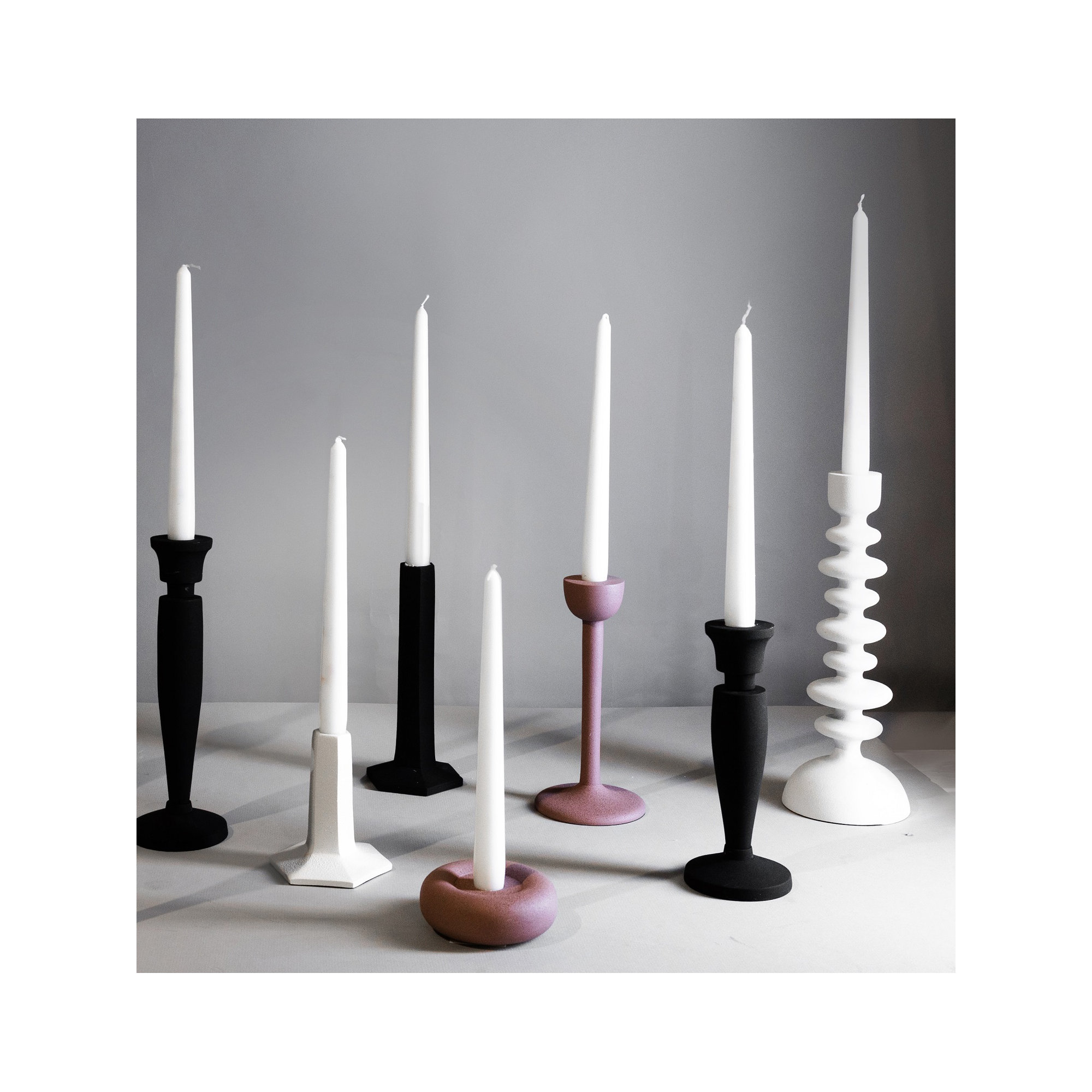 Giedre Aluminium Candle Holder, 12.25" H x 4.5" W x 4.5" D, White