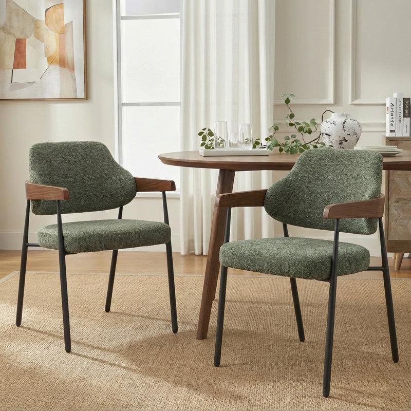 Chaise de salle à manger rembourrée Devane, Vert