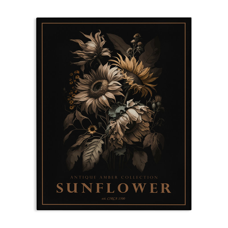 Toile de tournesol antique, design par Christopher Giampietro, H 40 po x l 30 po