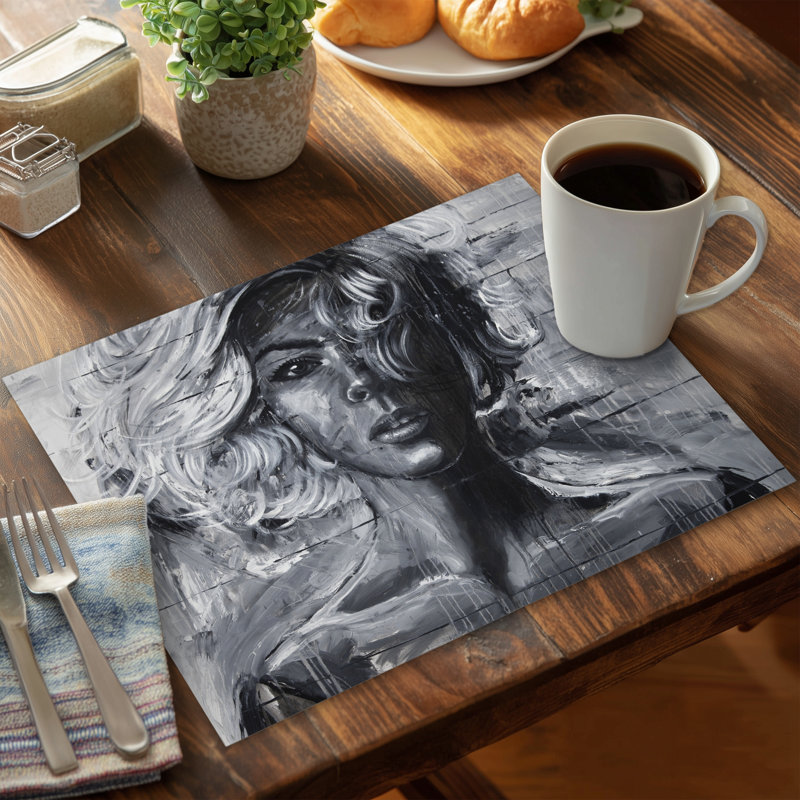 Gentle Woman White Industrial Figurative Polyester Placemat