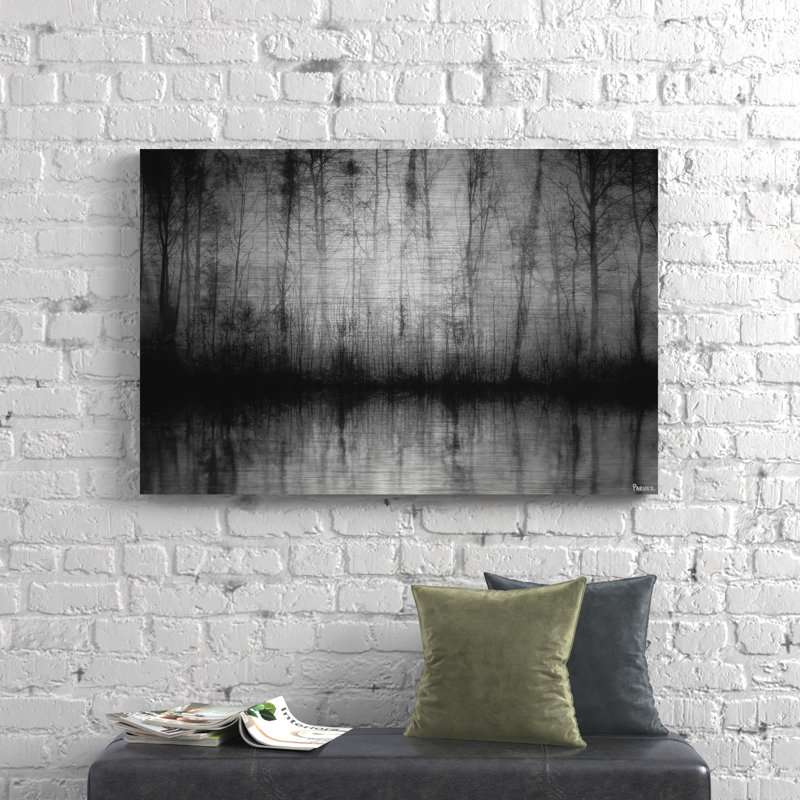«Wispy Trees Reflect II», reproduction de photo sur aluminium brossé, 40 po x 60 po