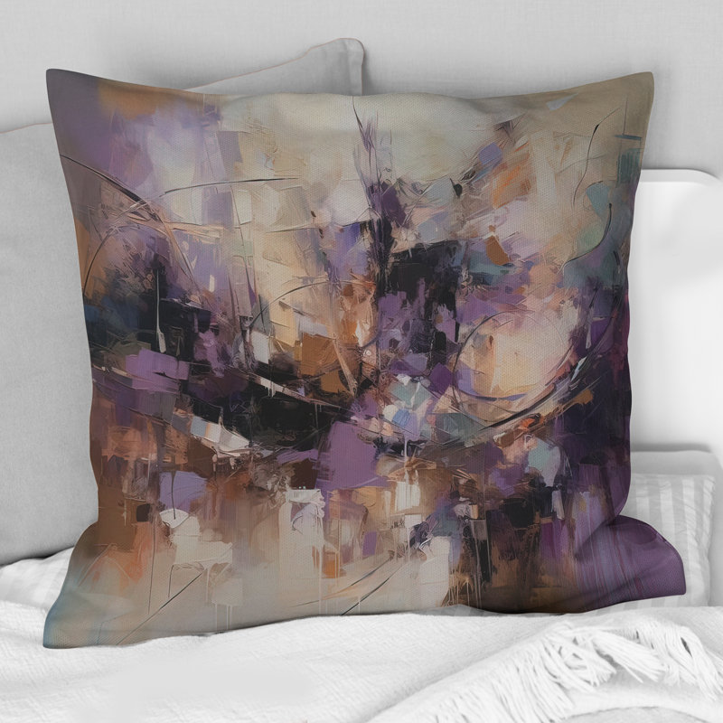 Purple Minimalism Enchantment - Abstract Marble Printed Throw Pillow