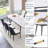 55'' - 79'' Extendable Sintered Stone Dining Table Set with Hidden Extension Leaf and Metal Legs-1816377424-1816377437