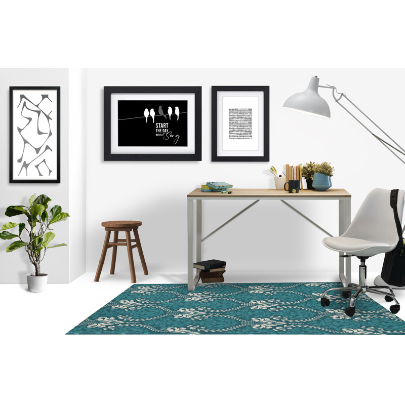 Tapis de chaise rectangulaire Novelle, L 48 po x L 72 po, Turquoise