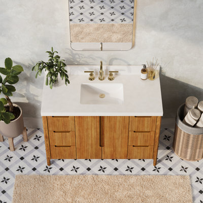 Sequoia 48 In. Single Sink Whitebrook Quartz Countertop Bath Vanity in Mango Wood With ORB Faucet