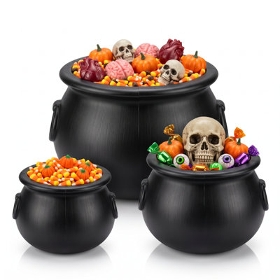 The Holiday Aisle® Halloween Cauldron - Multi-Pack Assortment Plastic Candy Holder for Kids