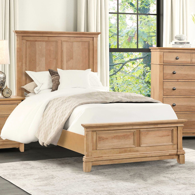 Natural Oak Twin Bed Frame With Style And Plank Headboard, Constructed Of Rubberwood, Engineered Wood, Solid Pecan Veneer For Bedroom Stunning Style, Oak, Using Haven