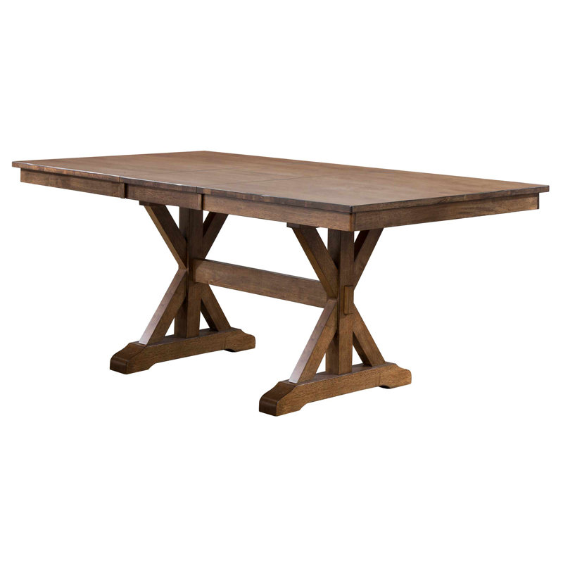 Kewaunee Extendable Solid Wood Dining Table, Rustic Brown