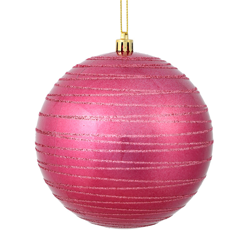 Ornement boule rayée bonbon, H 4,75 po x l 4,75 po x P 4,75 po, Mauve