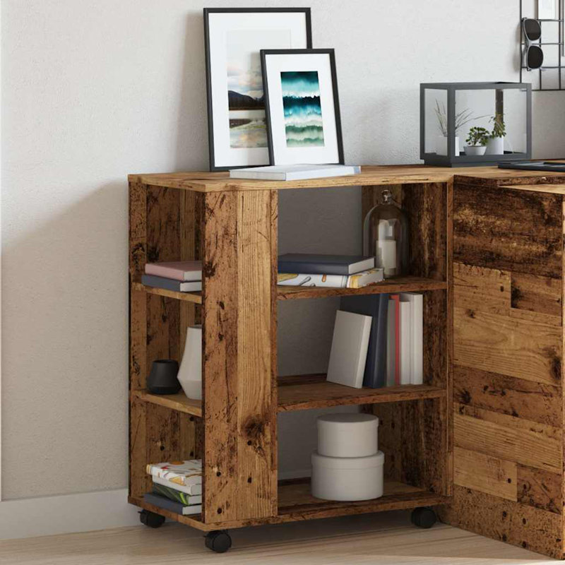 Ayaru 60cm Wide Mobile File Cabinet, Old Wood
