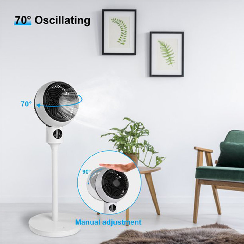 7" Oscillating Standing Fan With Remote Control 15H Timer 3-Speed Settings Adjustable Tilt