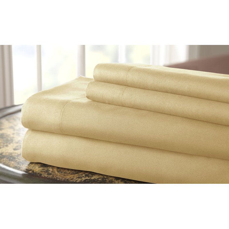 Gaston Microfiber Solid Colour Sheet Set, King, Straw