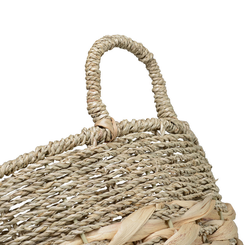 Panier de rangement portatif en osier tissé à la main avec poignées