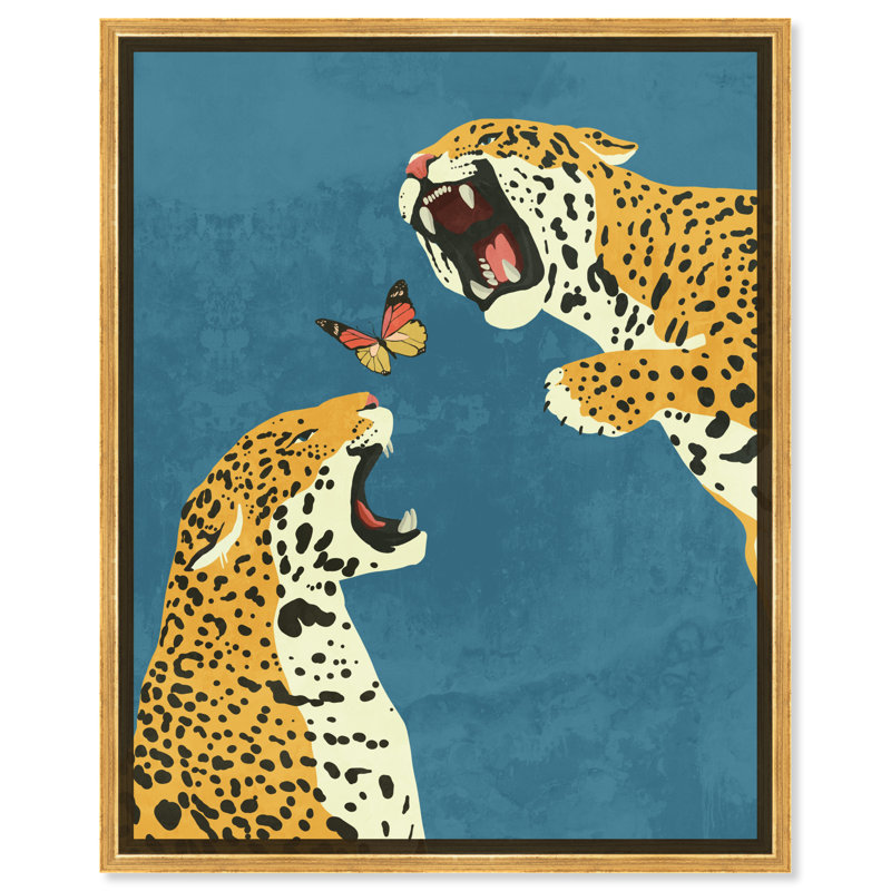 Wild Feline - Impression sur toile, H 31,5 po x l 21,5 po x P 1,2 po, Toile encadrée flottante dorée
