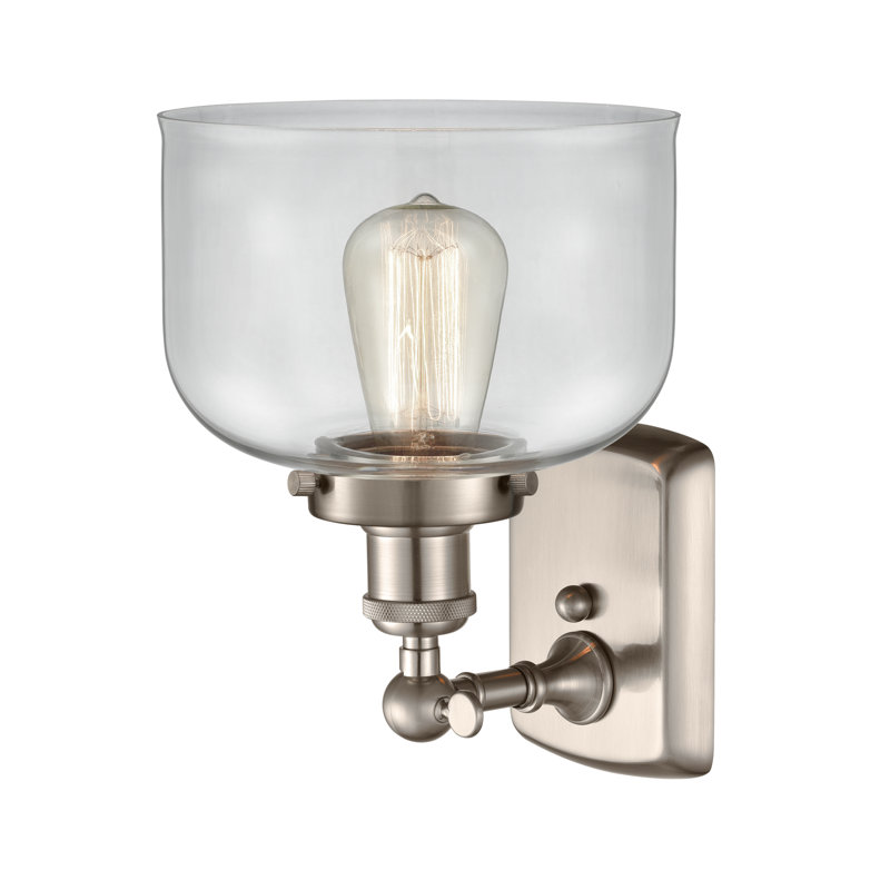 Ballston Urban Bell - 1 Light 8" Sconce, Clear, Brushed Satin Nickel, Incandescent