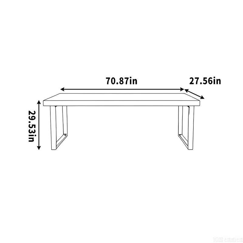 Structure de travail spacieuse en bois massif, H 29,53 po x l 70,87 po x P 27,56 po