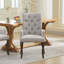 Chaise de salle à manger rembourrée en tissu de chenille avec pieds incurvés en bois massif, conception élégante capitonnée pour les espaces de salle à manger et de vie-734245862