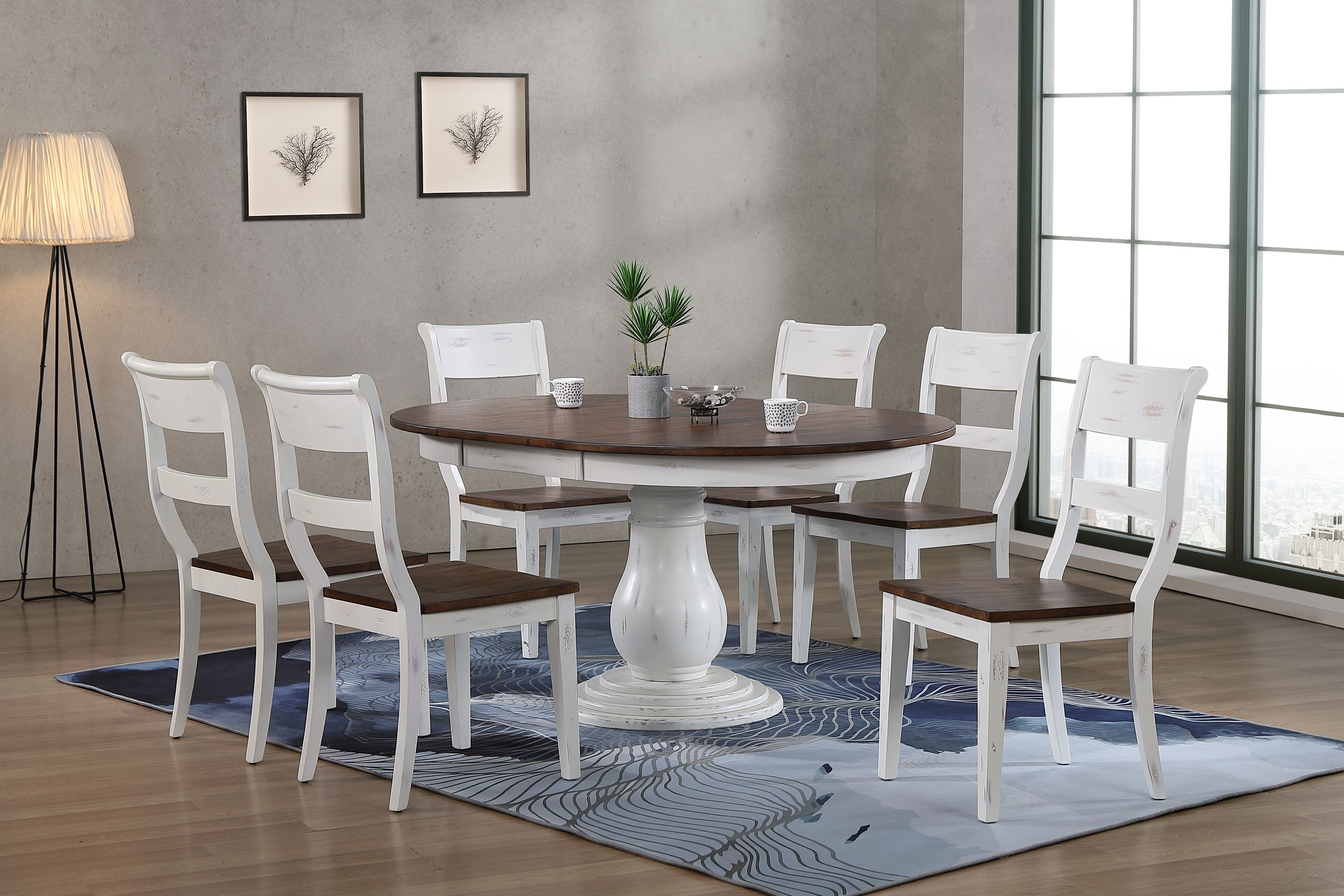 Iconic Furniture 7 - Piece Extendable Rubberwood Solid Wood Dining Set ...