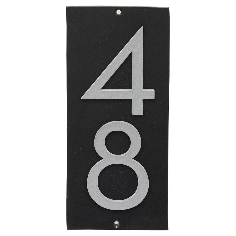 Plaque d’adresse murale sur 1 ligne flottante, Noir, Argent, Oui