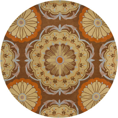 Tapis touffeté contemporain Davin en brun / bleu / orange / brun clair