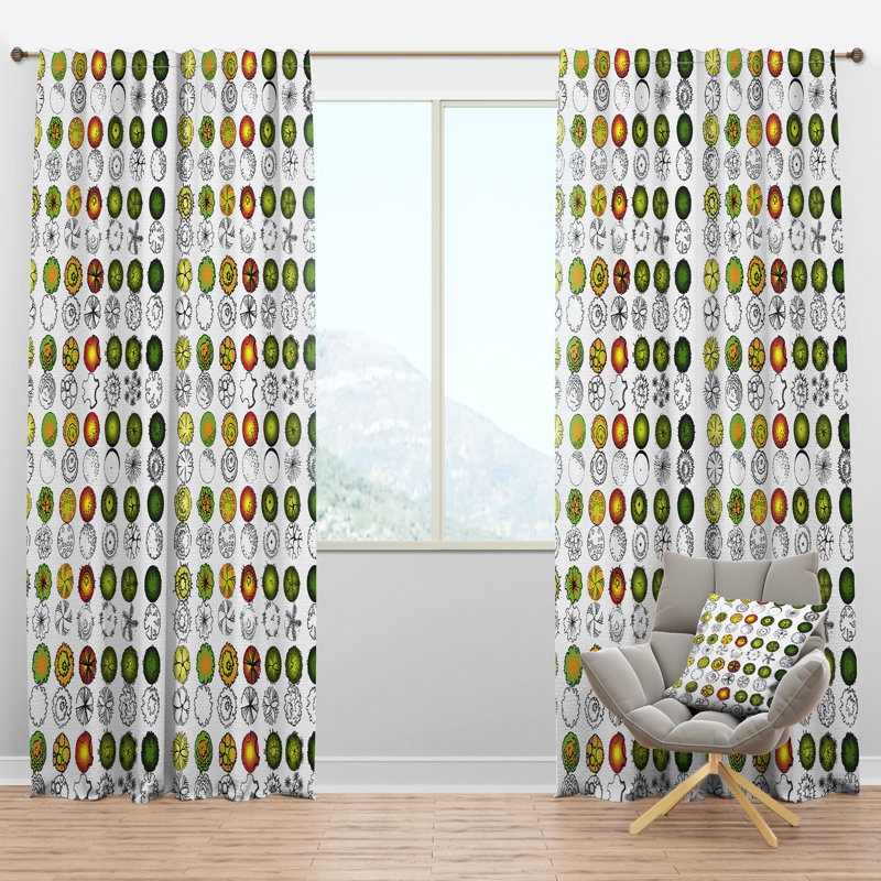 Panneau de rideau simple semi-diaphane avec passe-tringle Mid-Century, l 52 po x L 120 po