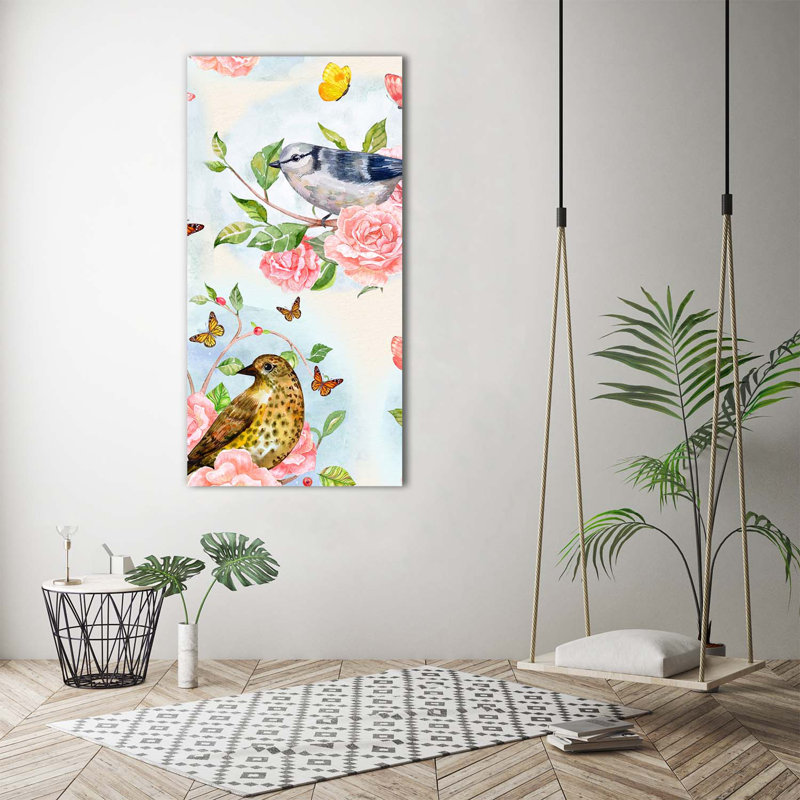 Birds, Butterflies And Roses - Wrapped Canvas Print