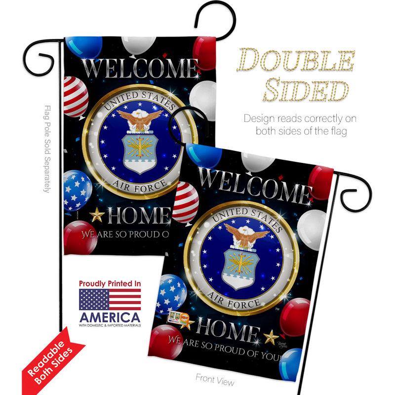Drapeau de jardin en polyester 18 po x 13 po Welcome Home Air Force