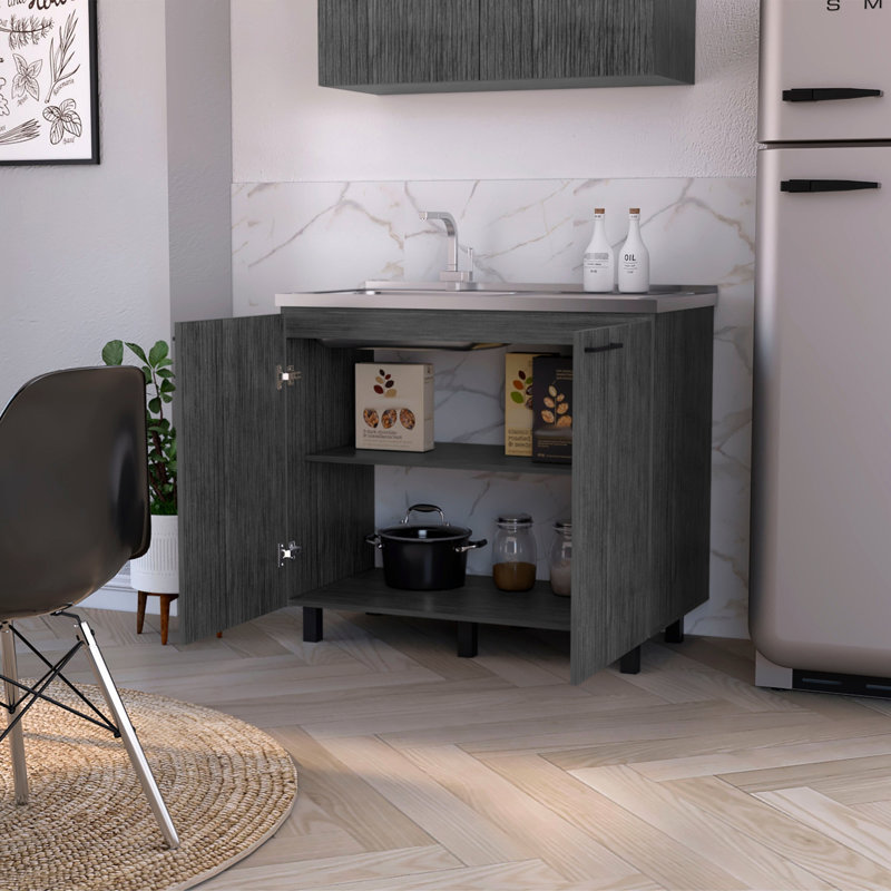 Oak Cabinet With Utility Sink - Stable And Structure 2 Functional Kitchen Unit
