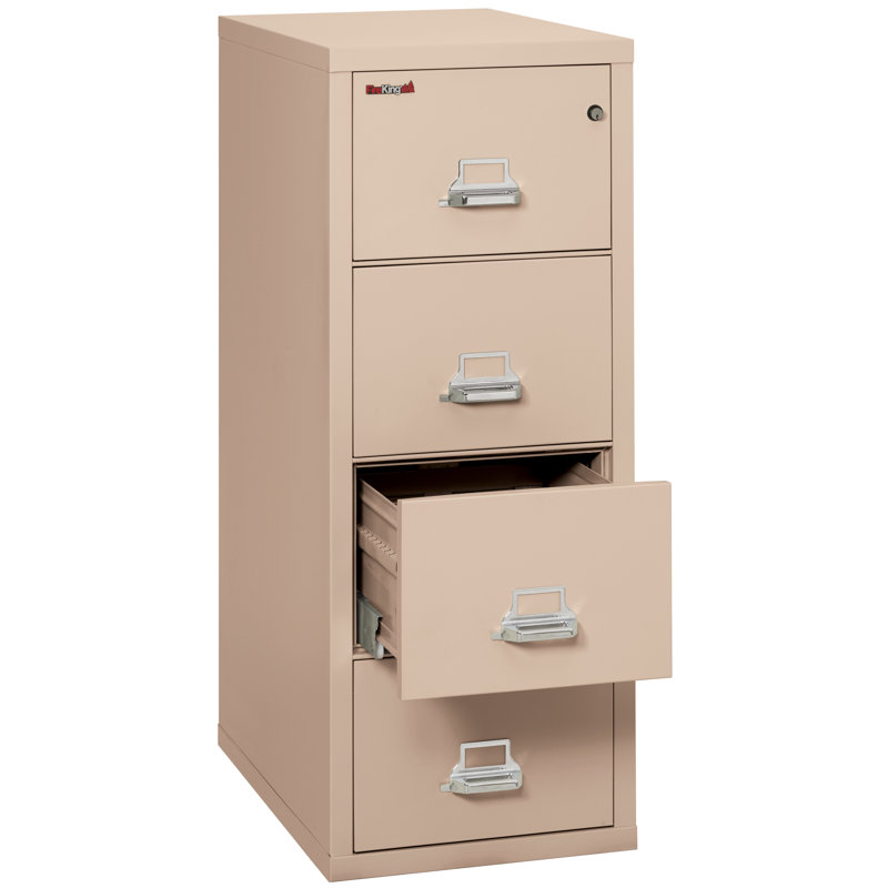 Classeur vertical 4 tiroirs ininflammable, Champagne, Verrou à combinaison inviolable, H 52,75 po x l 20,81 po x P 31,56 po 