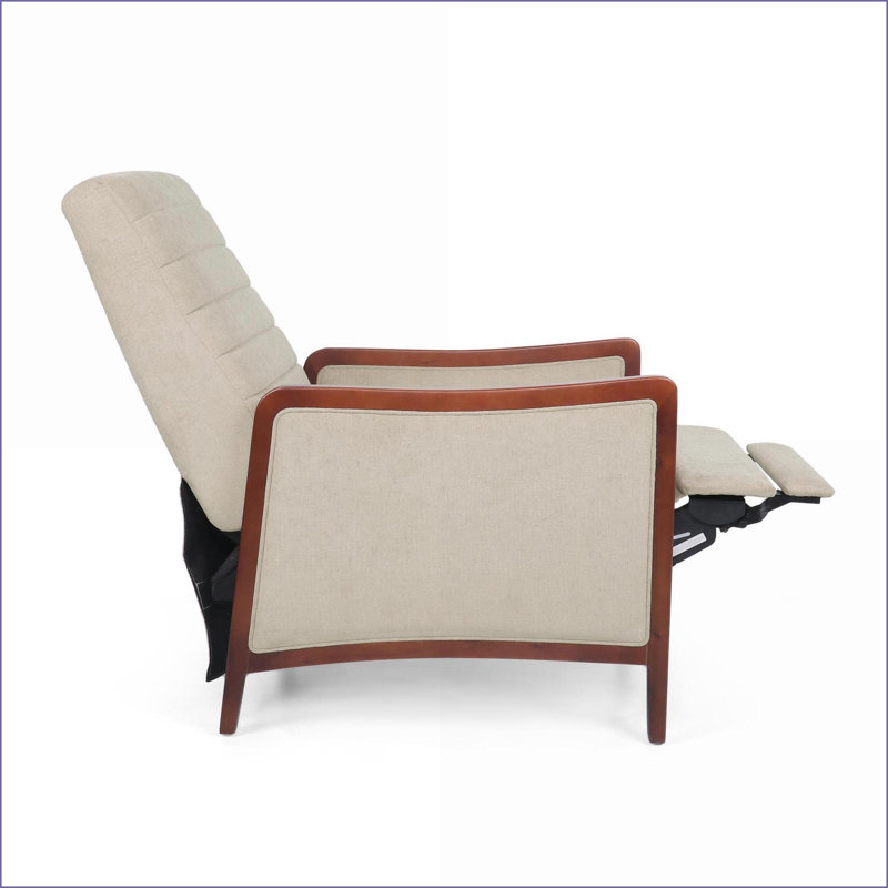 Fauteuils inclinables, fauteuil inclinable en tissu Mid-Century avec structure en bois de bouleau, surpiqûres | Sable #