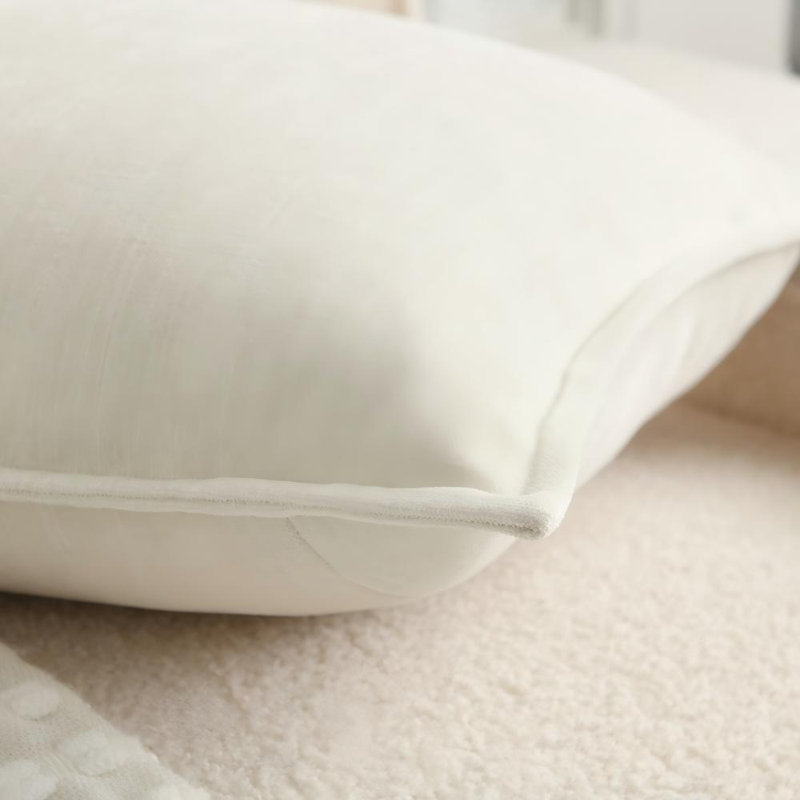 Super Soft Velvety Slub Heavy Chenille Decorative Pillow Cover with Flange (Set of 2), Square 18", White