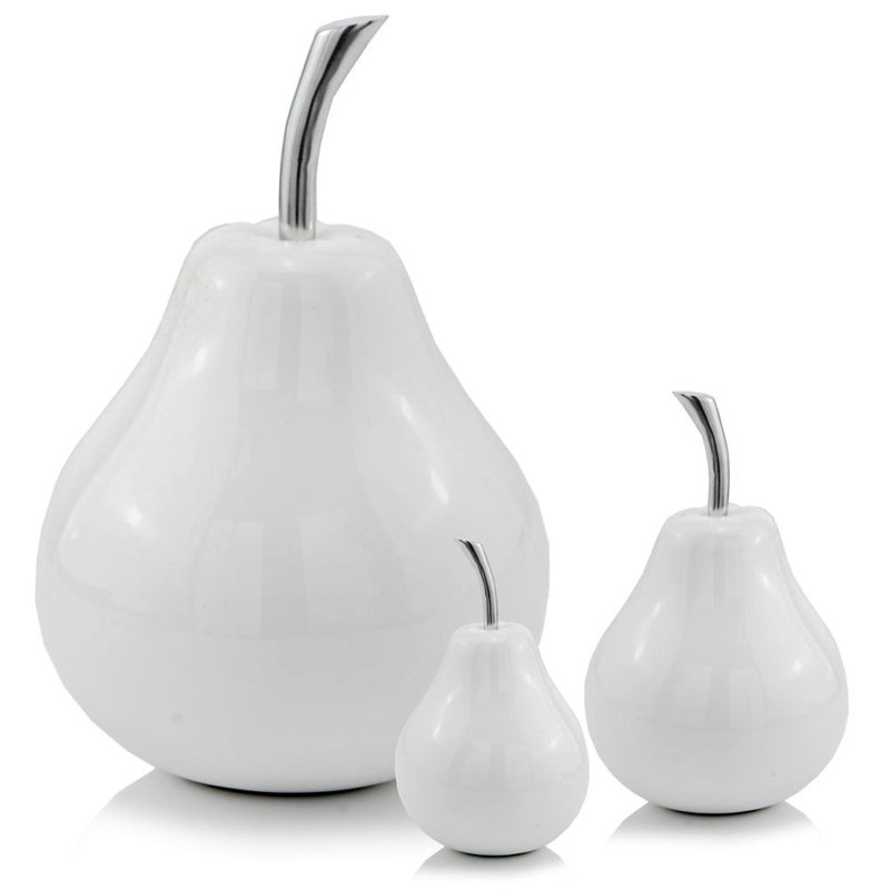 Annebeth Pera Blanco Pear, 9" H x 6" W x 6" D, White