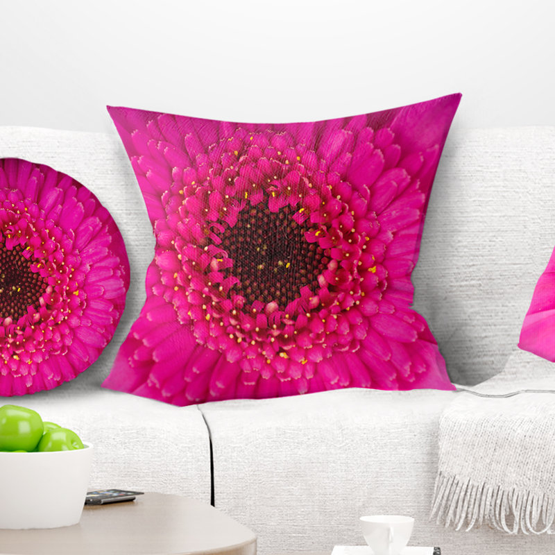 Coussin de fleurs photo de gerbera flowerswork, 16 po x 1 po, Coussin décoratif