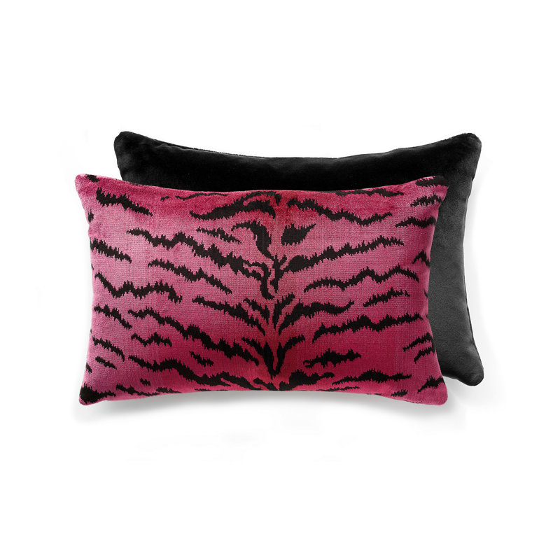 Wild Glamour Silk Pillow Cover & Insert, 14" H x 22" W x 6" D, Green/Black/Anthracite Animal Print