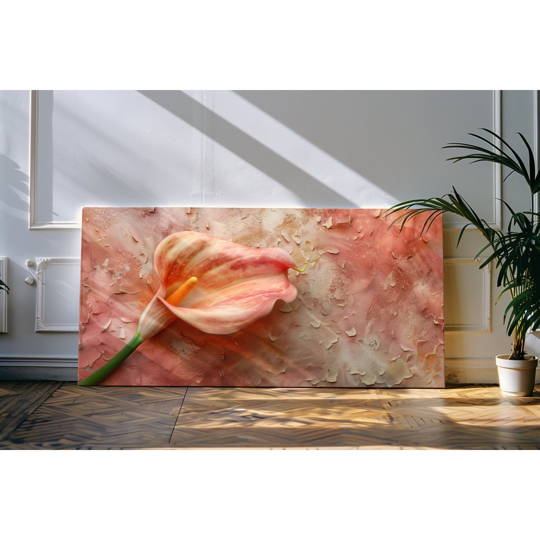 Wandbild 120x60cm Blume Blüte abstrakter Hintergrund Kunstvoll Rosa