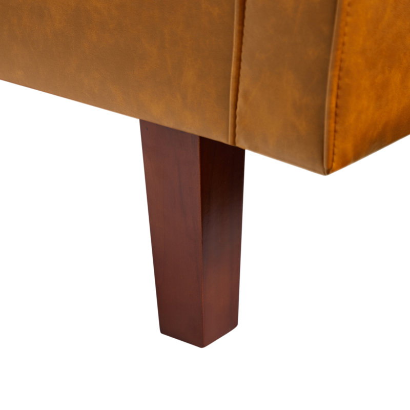 Canapé-lit 74 po Mid-Century, Similicuir brun