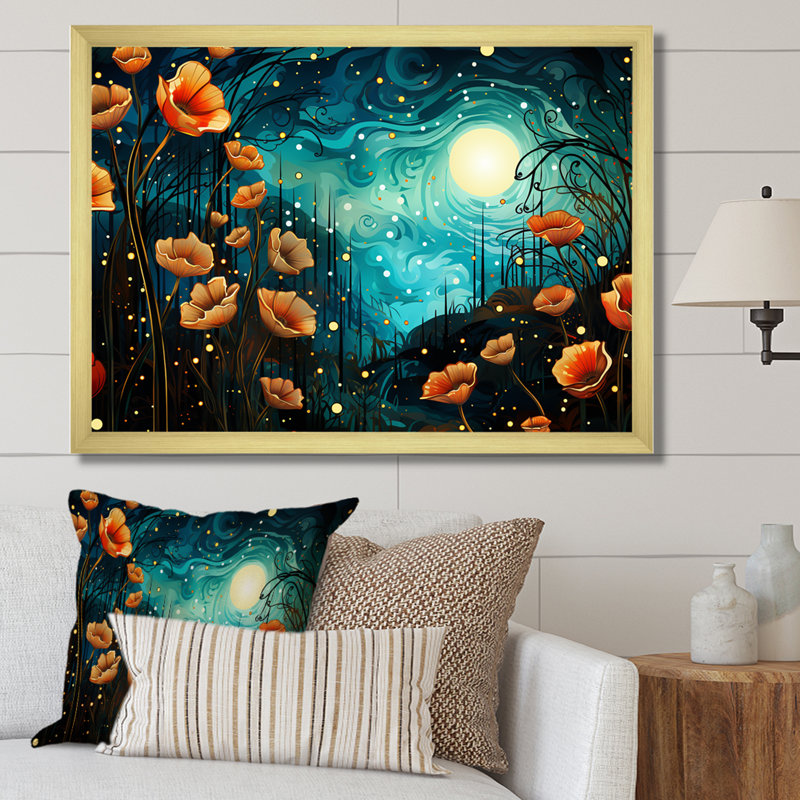 «Monets Garden Revisité Landscape I - Classics», art mural, Cadre doré à coins fermés, H 34 po x l 44 po x P 1,5 po