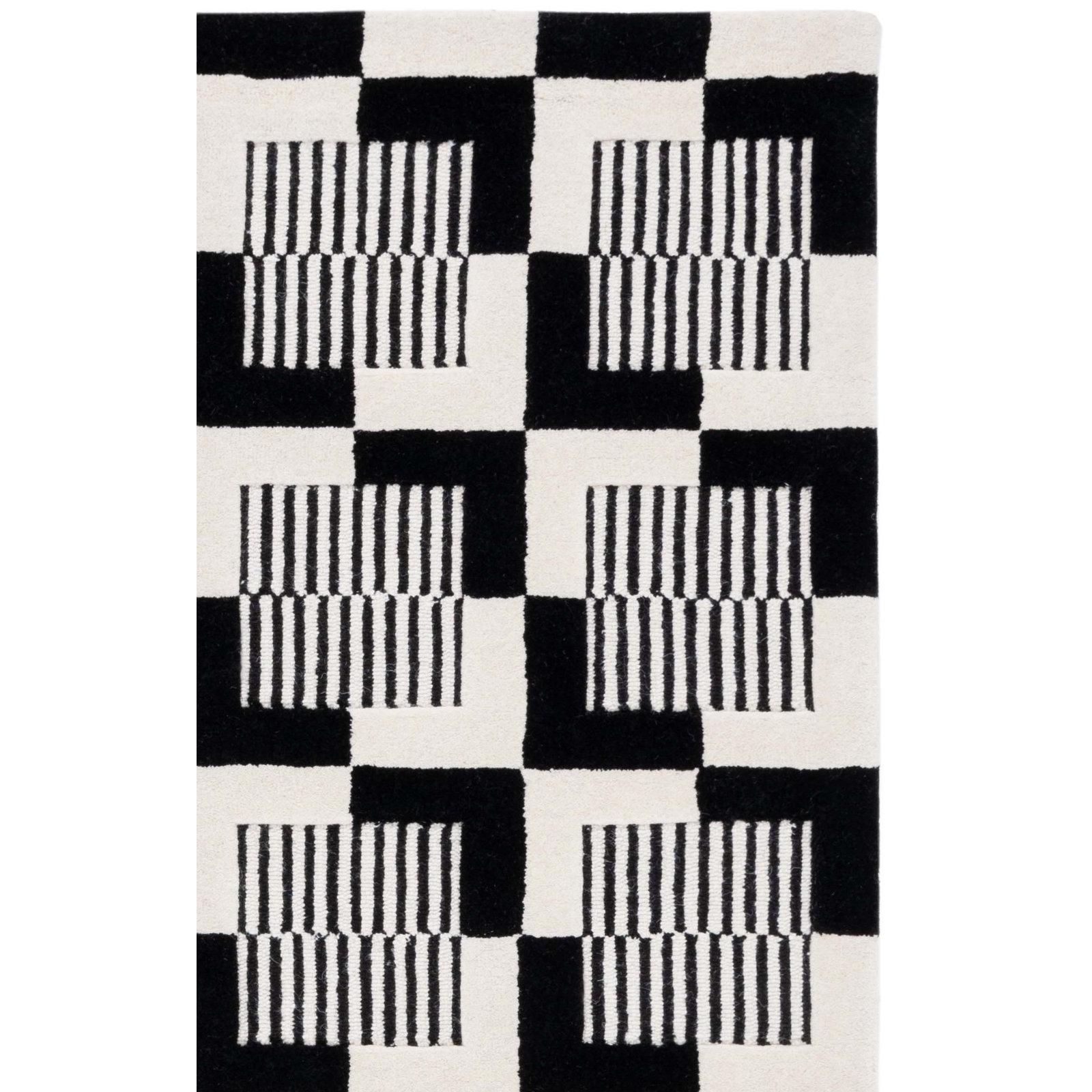 Harton Hand Tufted Black / Ivory Rug, Rectangle 4' x 6'