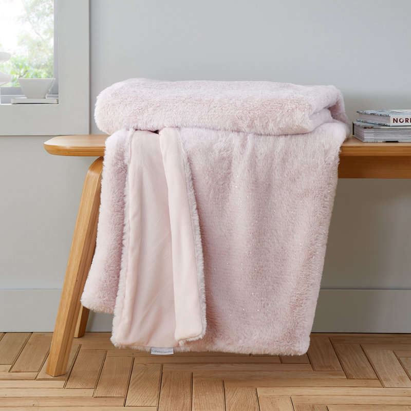 Cosy Glamour Fur Blanket Throw, Pink