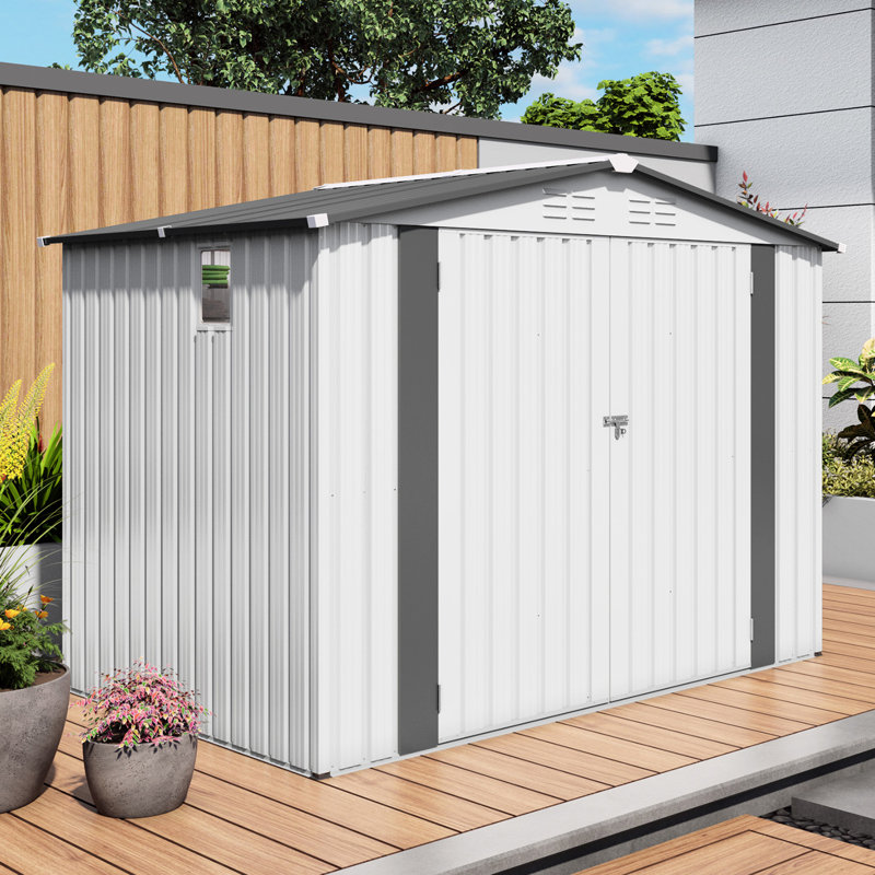 Metal Outdoor Storage Shed, 8X6 Ft, Pet Shelter, - Rust, No Special Skills For Assembly Small , Material, Graphic And Instructions