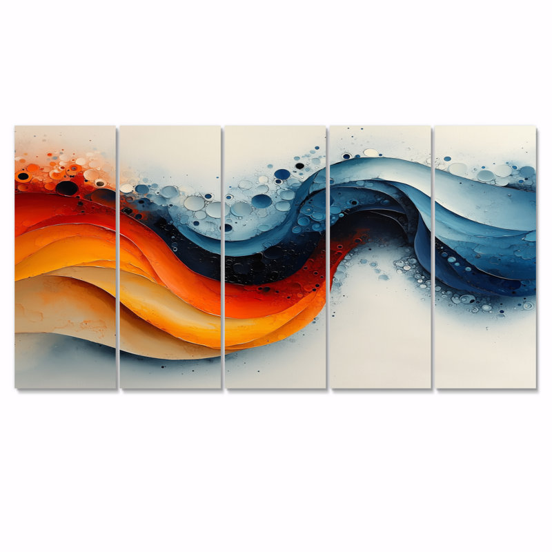Omparkesh - Abstract Spirals Wall Art - ensemble d'art mural moderne, H 28 po x l 60 po, 5