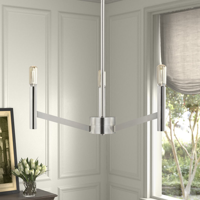 Lustre classique / traditionnel à 3 lumières Lovett, Non, Nickel brossé