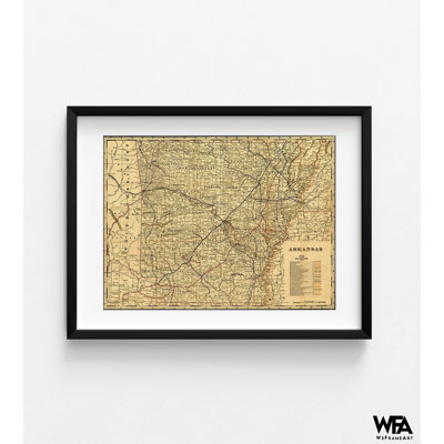 Arkansas 1895, carte antique de l'Arkansas, rénovation de chambre d'amis rustique, décoration murale de chambre à coucher principale, art mural de cuisine simple, art de ferme