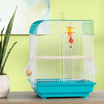 Borst 18.125 in. Steel Flat Top Table Top Bird Cage with Wheels with Stand with Perch with Tray