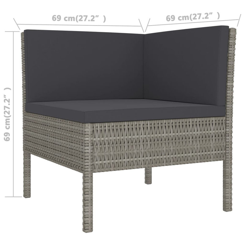 Lawenda Sectional Seating Group with Cushions, Gray, Light Gray, 12Pcs: Table, 10 Chairs, Ottoman